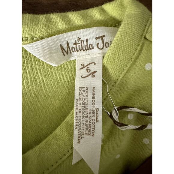 NWT Matilda Jane Enchanted Garden Lime Green Fluttery Fun Dot Print Tee Knit 6 - Picture 6 of 8